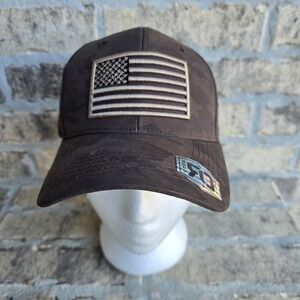 Runs Deep Tactical American Flag Patch Brown Camouflage Trucker Snapback Hat